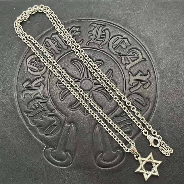 Silver Black Star-Shaped Pendant Hollow Six-Pointed Necklace 6