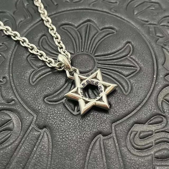 Silver Black Star-Shaped Pendant Hollow Six-Pointed Necklace 8