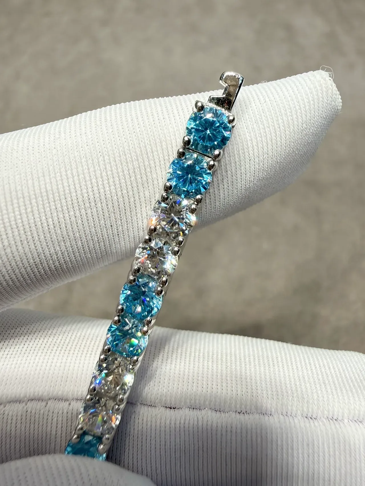 Silver Blue Channel-Set Tennis-Style Bracelet 3
