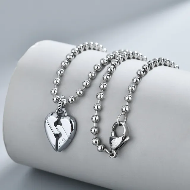 Silver Broken Heart Pendant Necklace 3