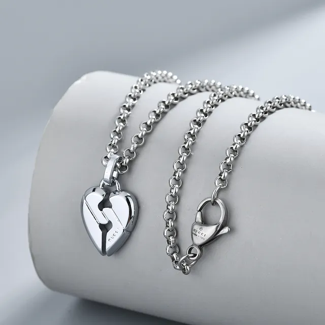 Silver Broken Heart Pendant Necklace 4
