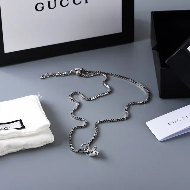 Silver Bull Head Pendant Box Chain Necklace 8
