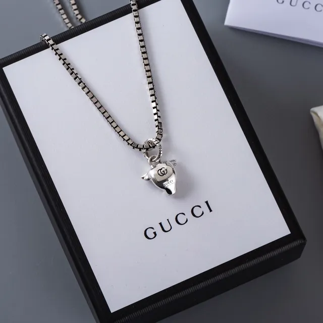 Silver Bull Head Pendant Box Chain Necklace 9