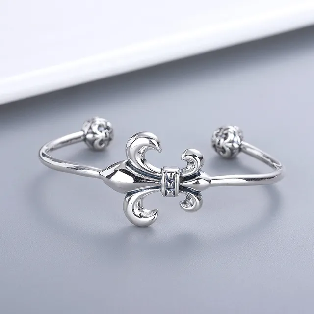 Silver Fleur-de-Lis Open Cuff Bracelet 4