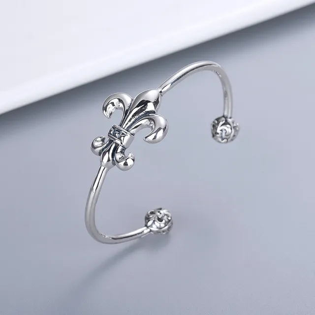 Silver Fleur-de-Lis Open Cuff Bracelet 5
