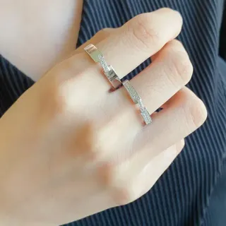 Silver Geometric Pavé-Set Angular Rings