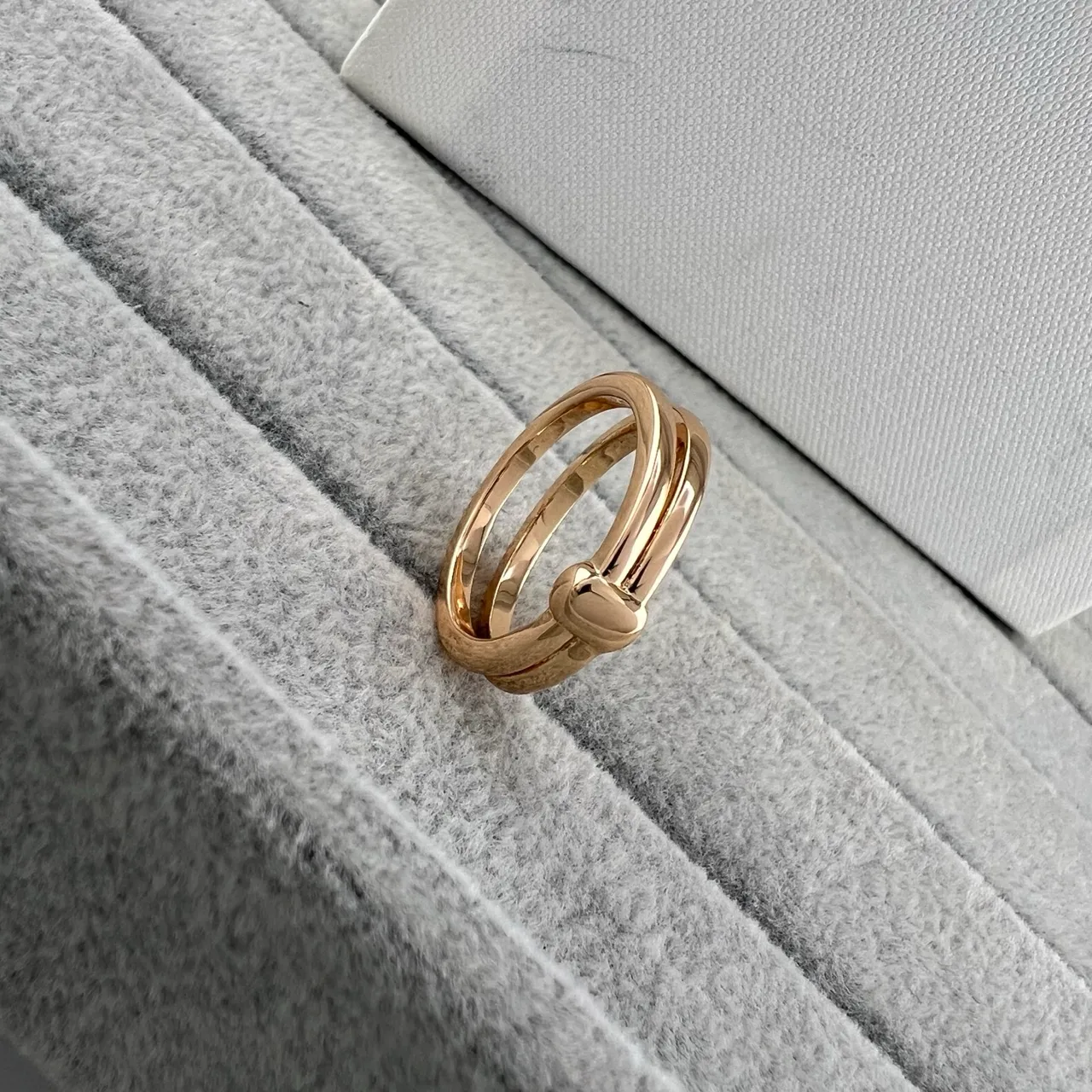 Silver Gold Double-Band Knot Closure Ring 5