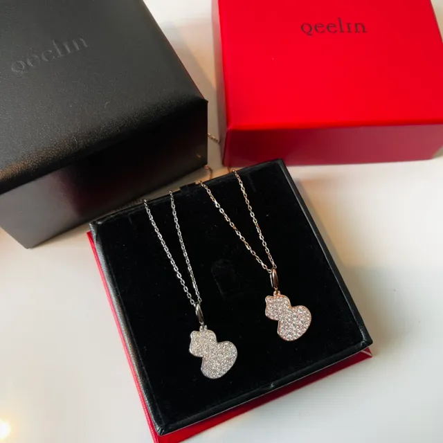 Silver Gold Gourd-Shaped Pavé-Set Necklace 2