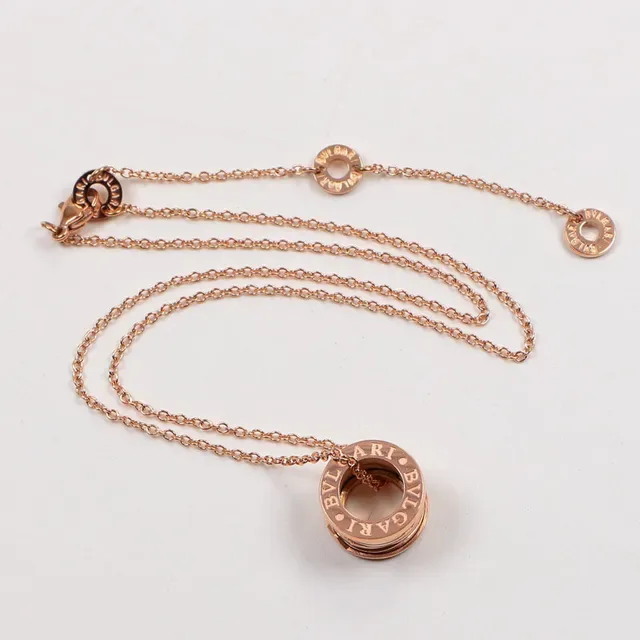Silver Gold Multi-Ring Cylindrical Pendant Metallic Chain Necklace 2