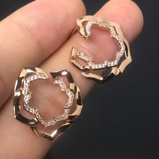 Silver Gold Openwork Geometric Pavé-Set Crystals Ring 4
