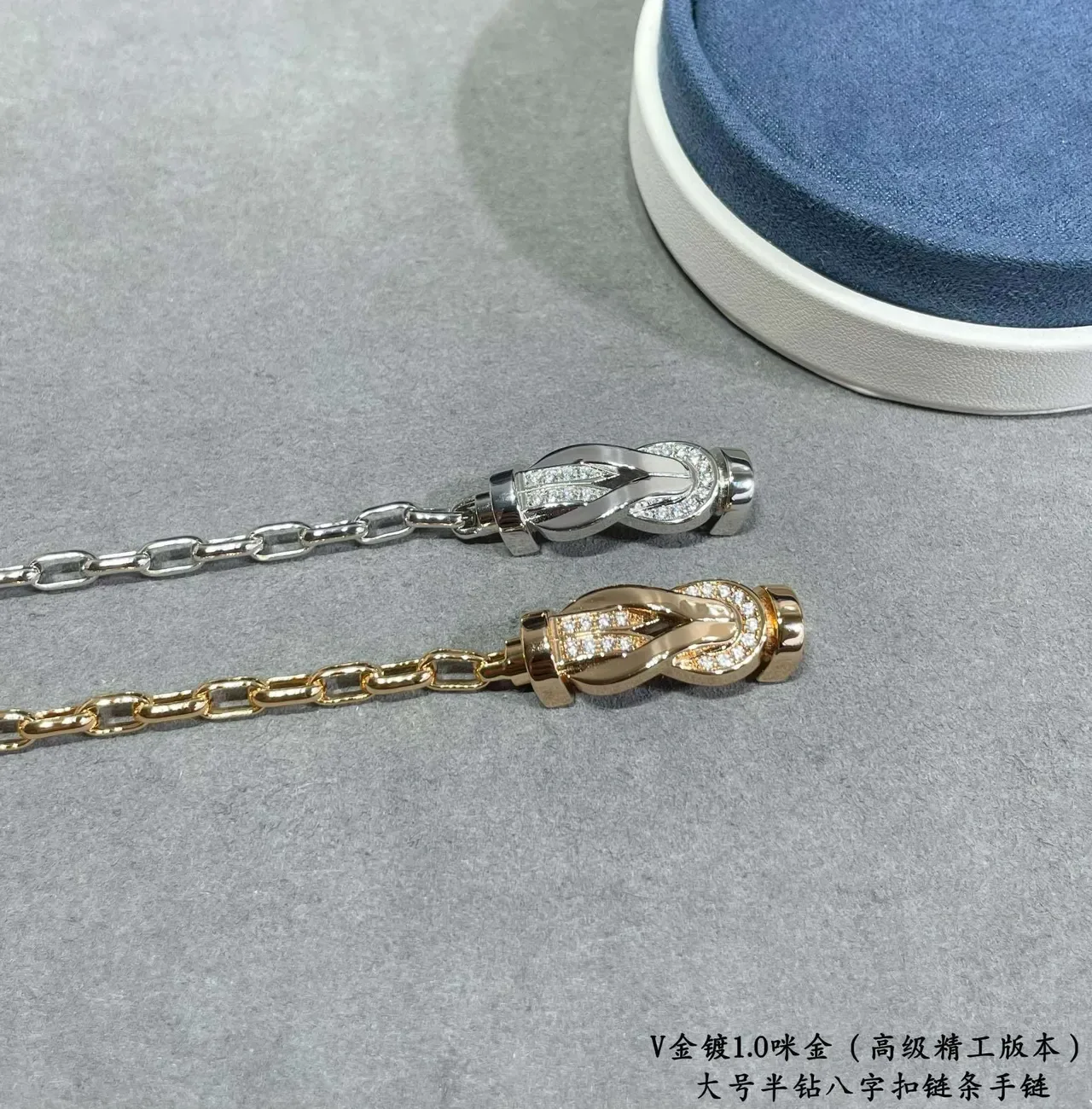 Silver Gold Pavé-Crystal Infinity-Knot Motif Bracelet 2