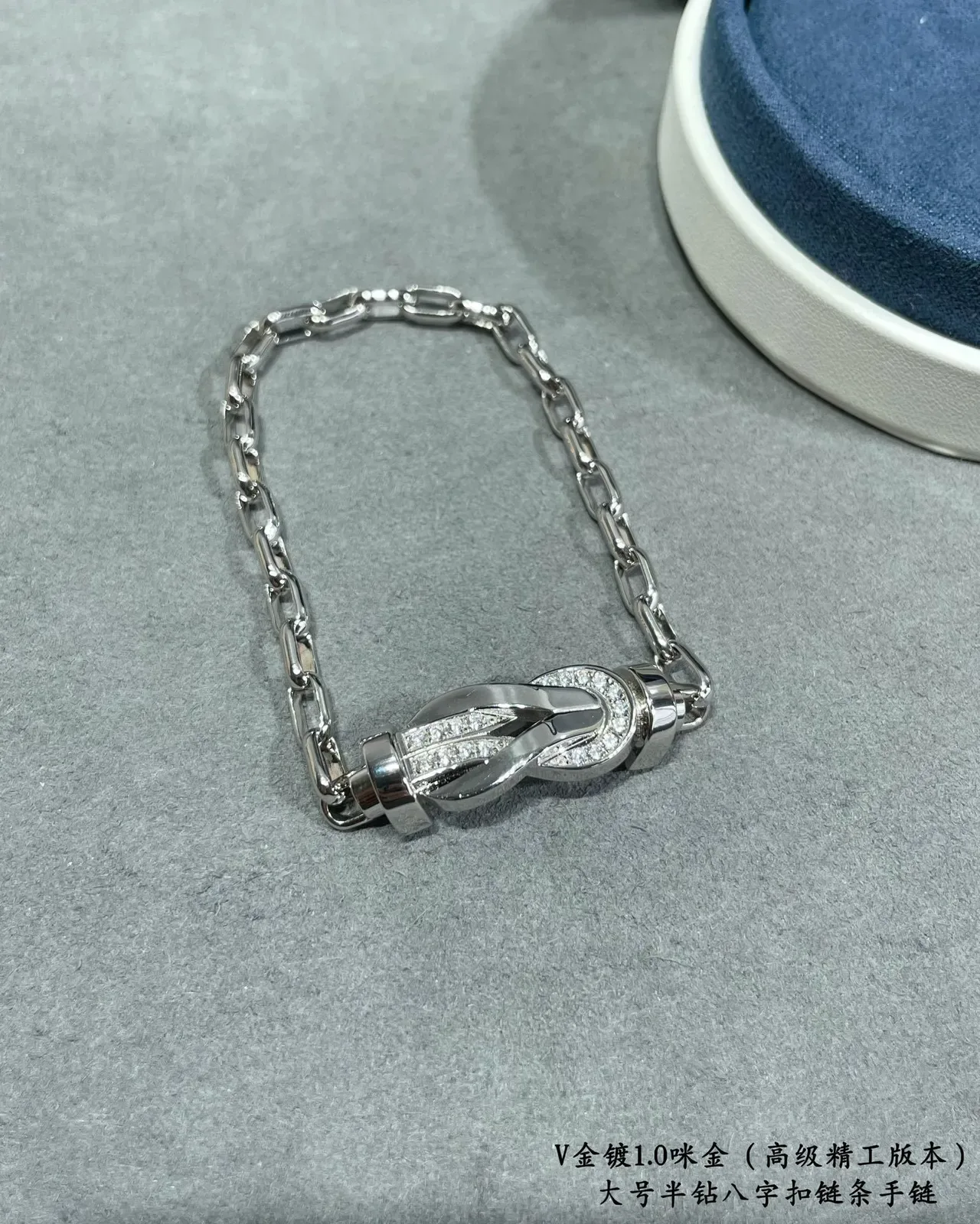 Silver Gold Pavé-Crystal Infinity-Knot Motif Bracelet 4