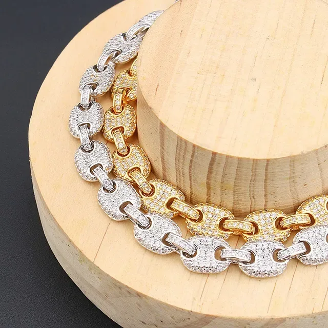Silver Gold Pave-Set Chunky Link Bracelet 3