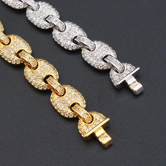 Silver Gold Pave-Set Chunky Link Bracelet 4