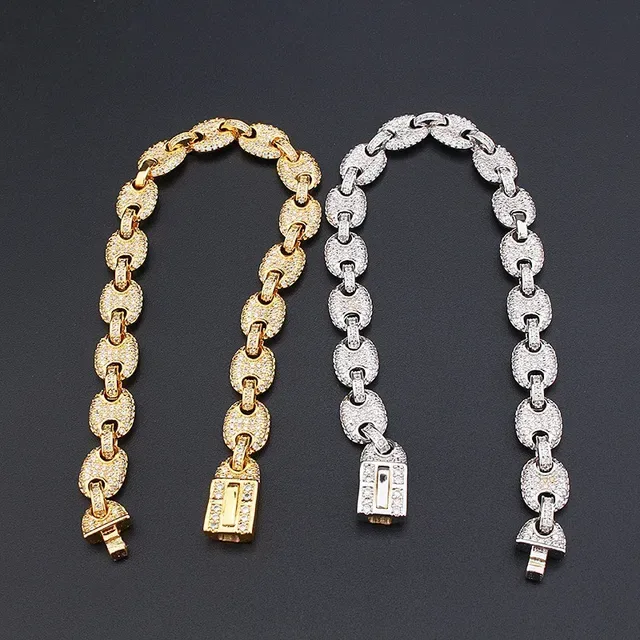 Silver Gold Pave-Set Chunky Link Bracelet 7