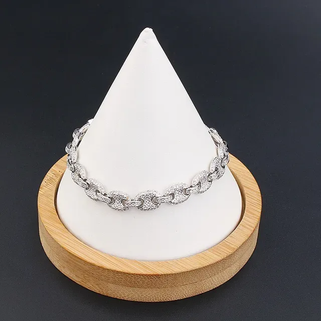 Silver Gold Pave-Set Chunky Link Bracelet 8