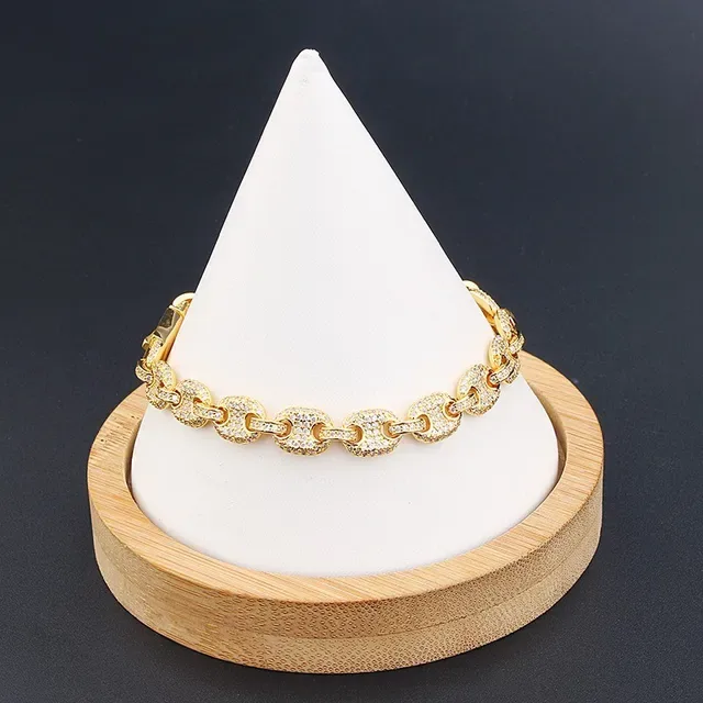 Silver Gold Pave-Set Chunky Link Bracelet 9