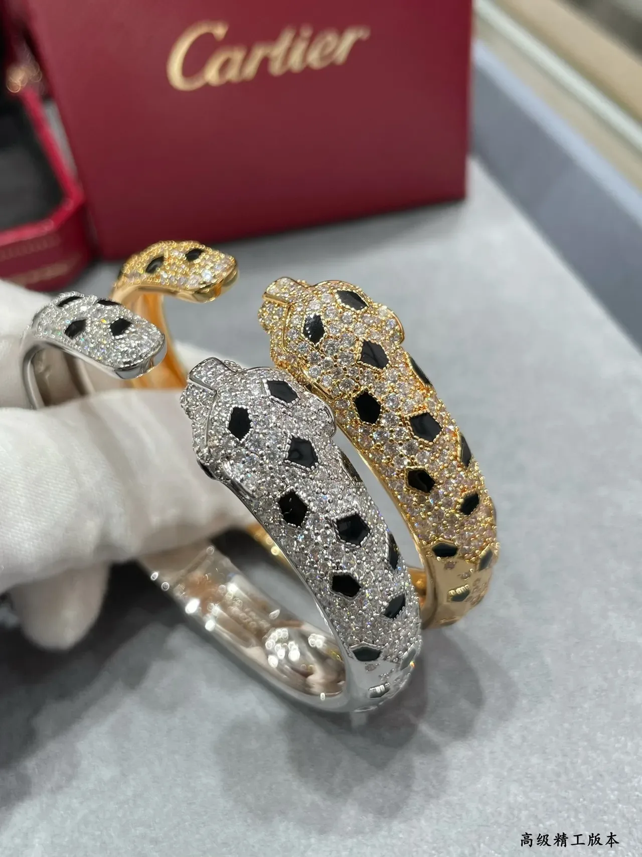 Silver Gold Pave-Set Crystal Geometric Cutout Pattern Jewelry 7