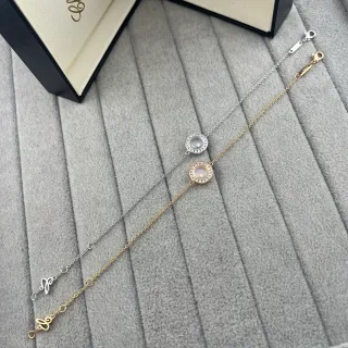 Pulsera Plata Oro Disco Giratorio Encanto Bisel Cristal Pavé