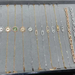 سوارة فضية ذهبية سلسلة رفيعة ربطات حجرية مرصعة