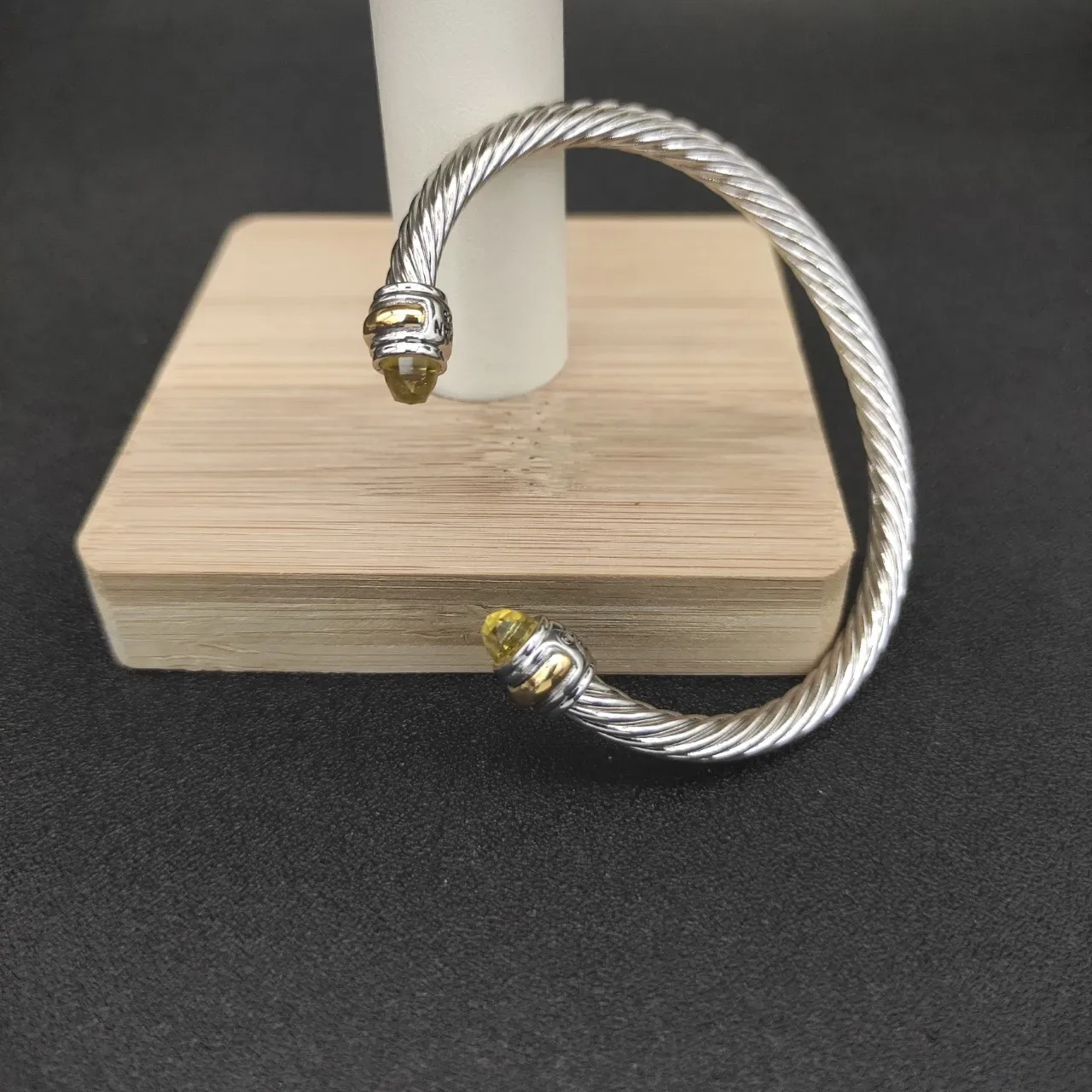 Silver Gold Twisted Cable Cuff-Style Bracelet 5