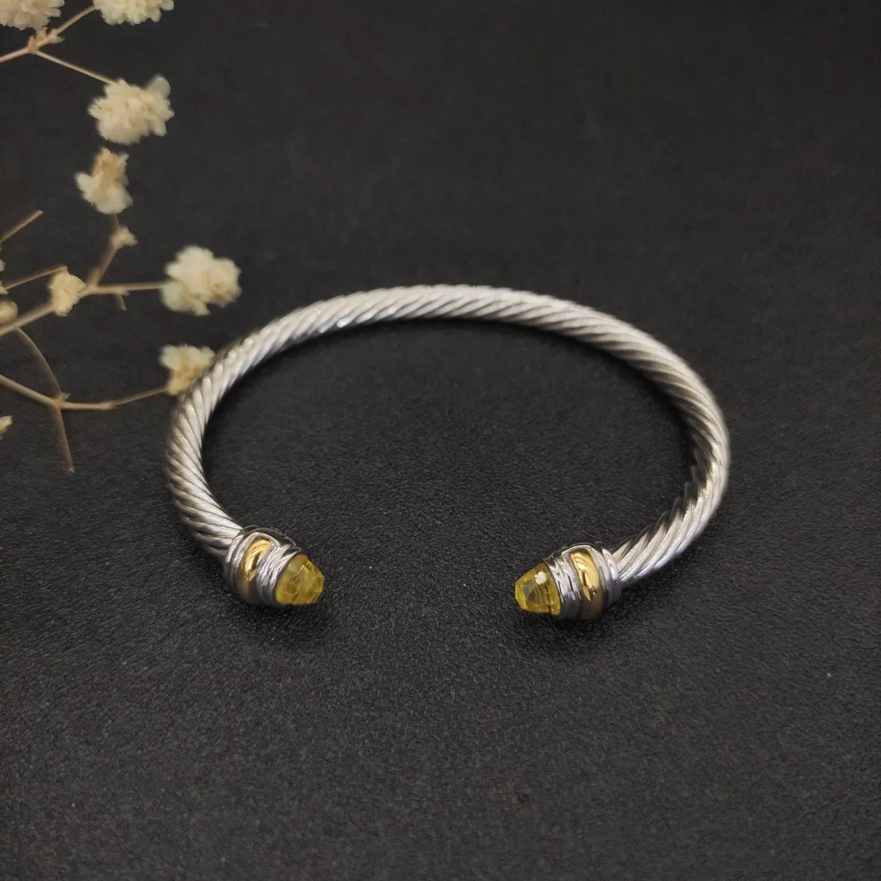 Silver Gold Twisted Cable Cuff-Style Bracelet 8
