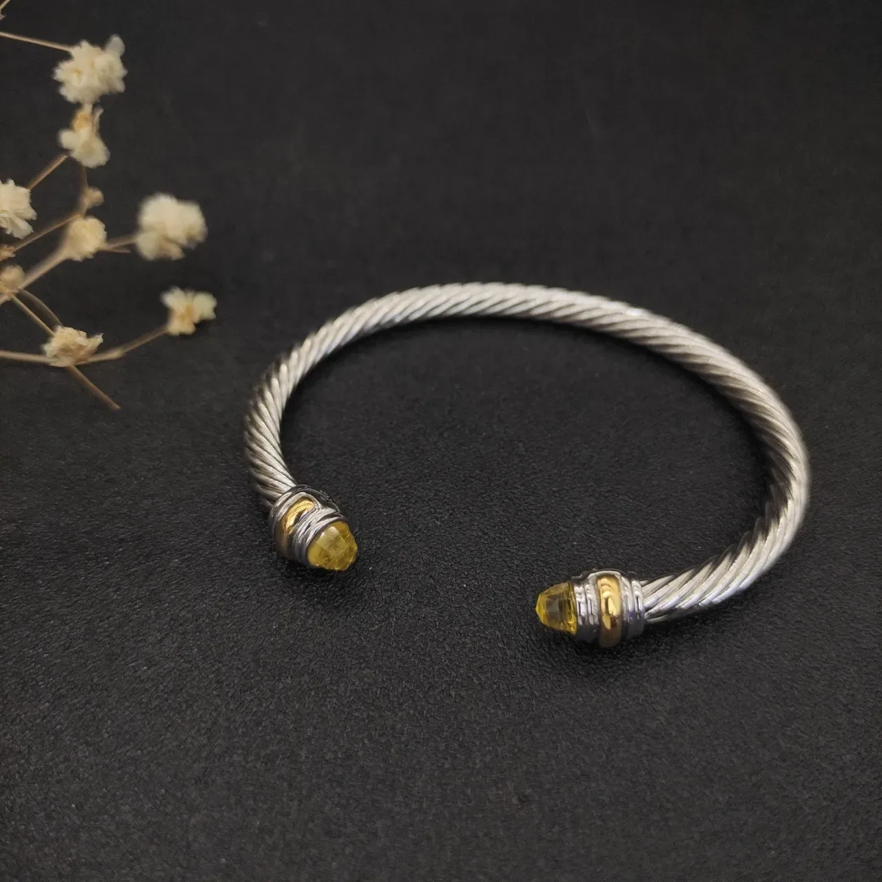Silver Gold Twisted Cable Cuff-Style Bracelet 9