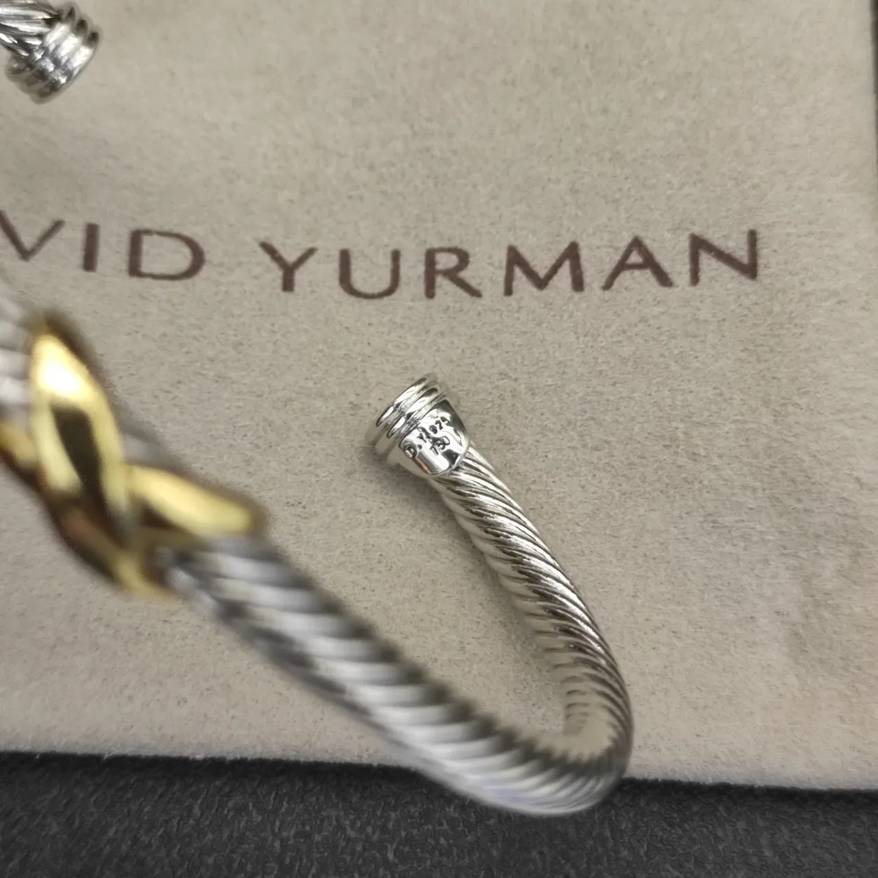 Silver Gold Twisted Cable Open Cuff Bracelet 4