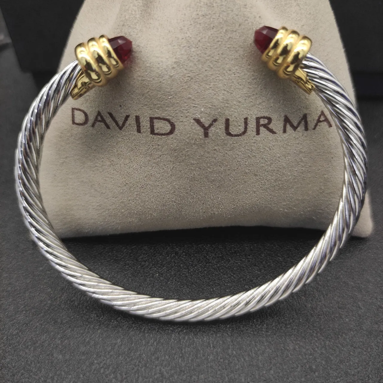Silver Gold Twisted Cable Two-Tone Metal Bracelet 3