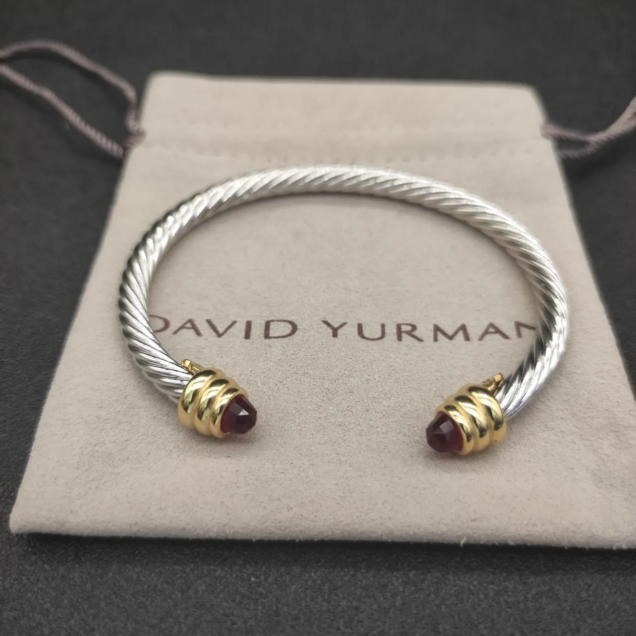 Silver Gold Twisted Cable Two-Tone Metal Bracelet 5