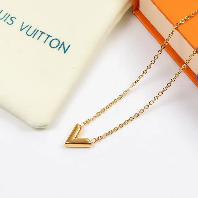 Silver Gold V-Shaped Pendant Fine Link Chain Necklace 4