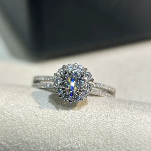 Silver Halo Setting Pavé Band Ring 2
