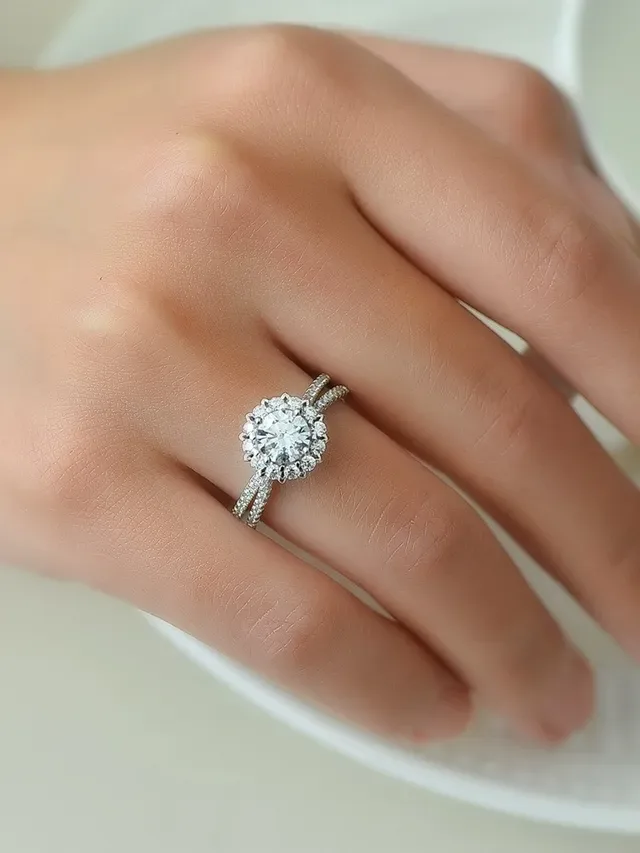 Silver Halo Setting Pavé Band Ring 3