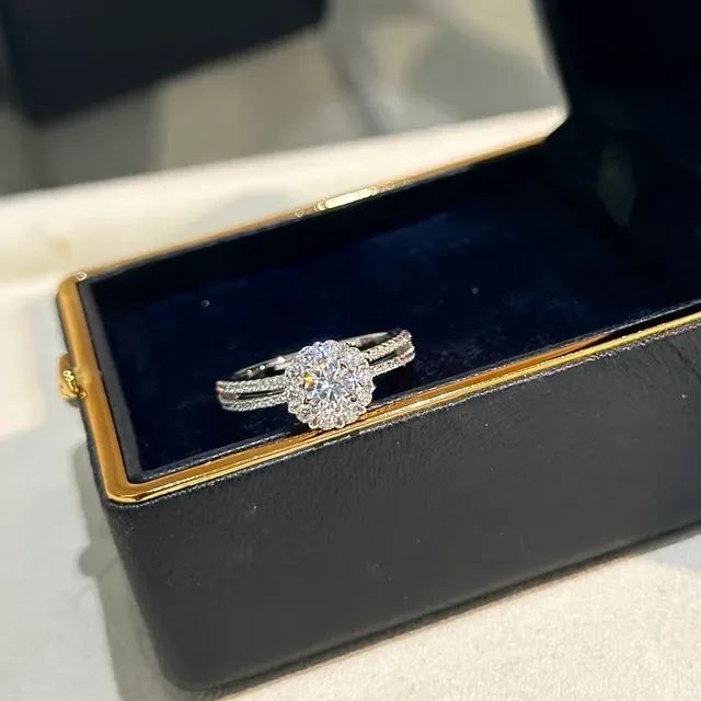 Silver Halo Setting Pavé Band Ring 5