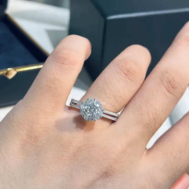 Silver Halo Setting Pavé Band Ring 8