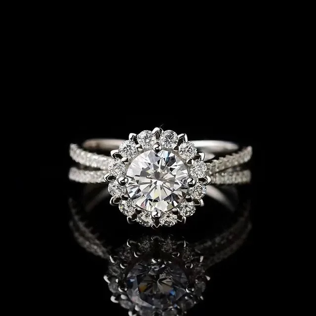 Silver Halo Setting Pavé Band Ring 9