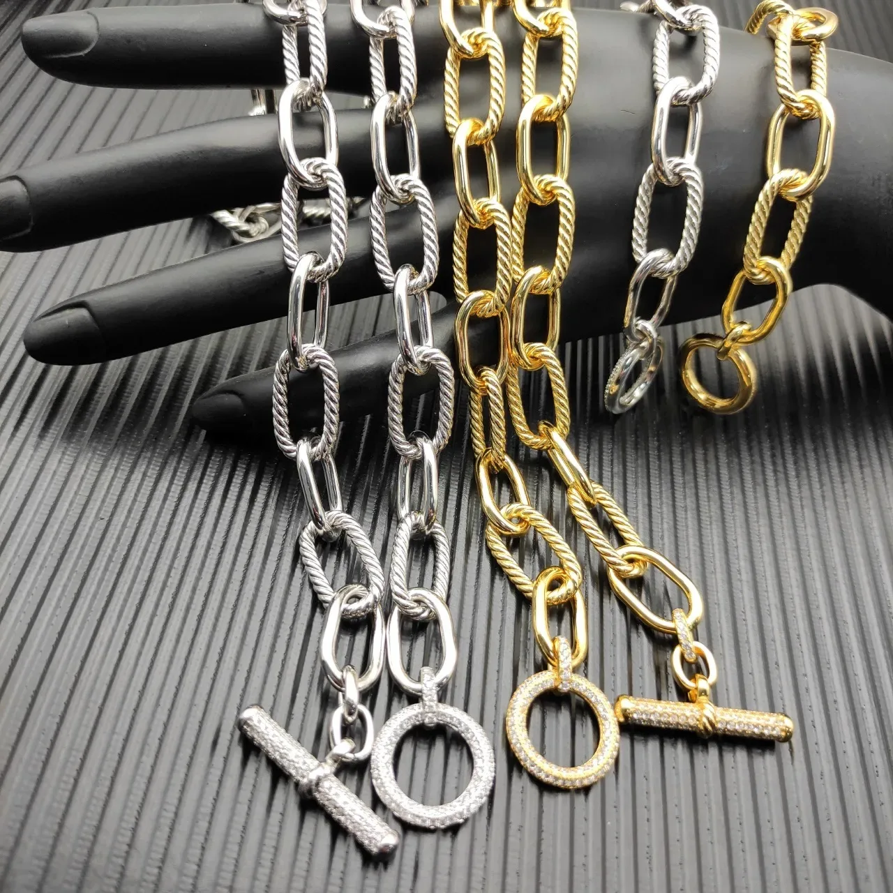 Silver Mixed-Link Chain Twisted Rope Detailing Necklace 2
