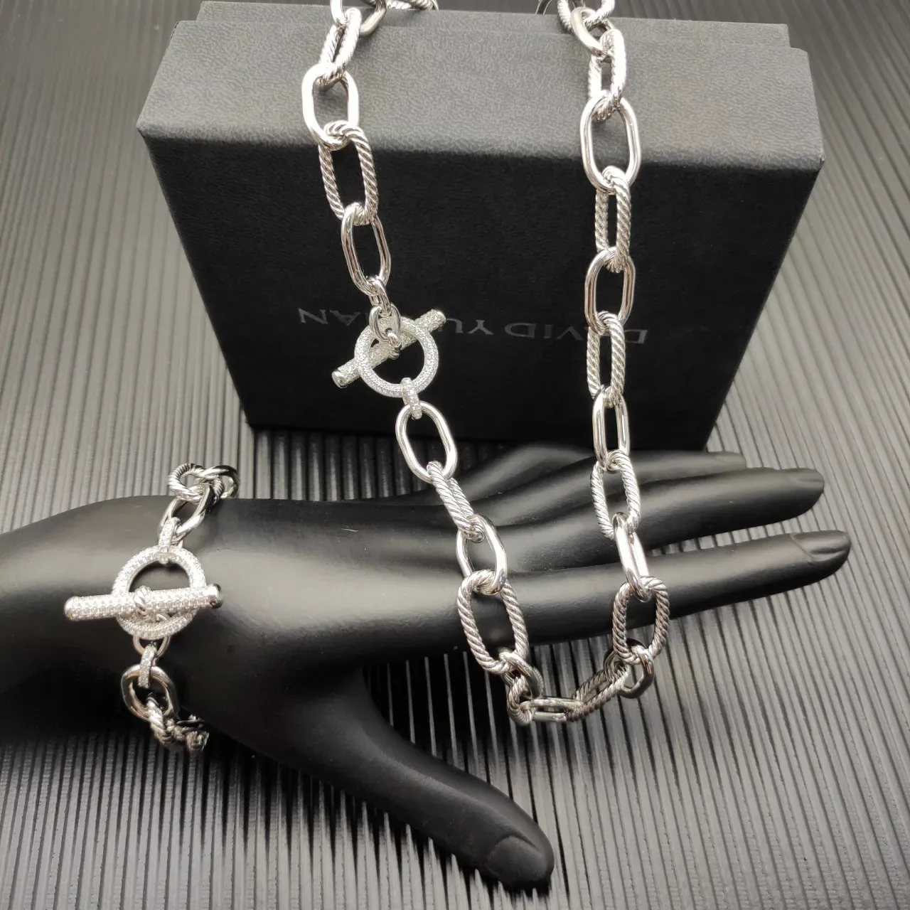 Silver Mixed-Link Chain Twisted Rope Detailing Necklace 7