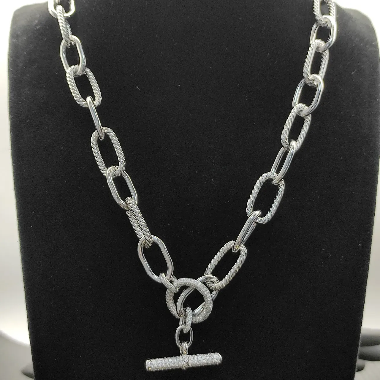 Silver Mixed-Link Chain Twisted Rope Detailing Necklace 8