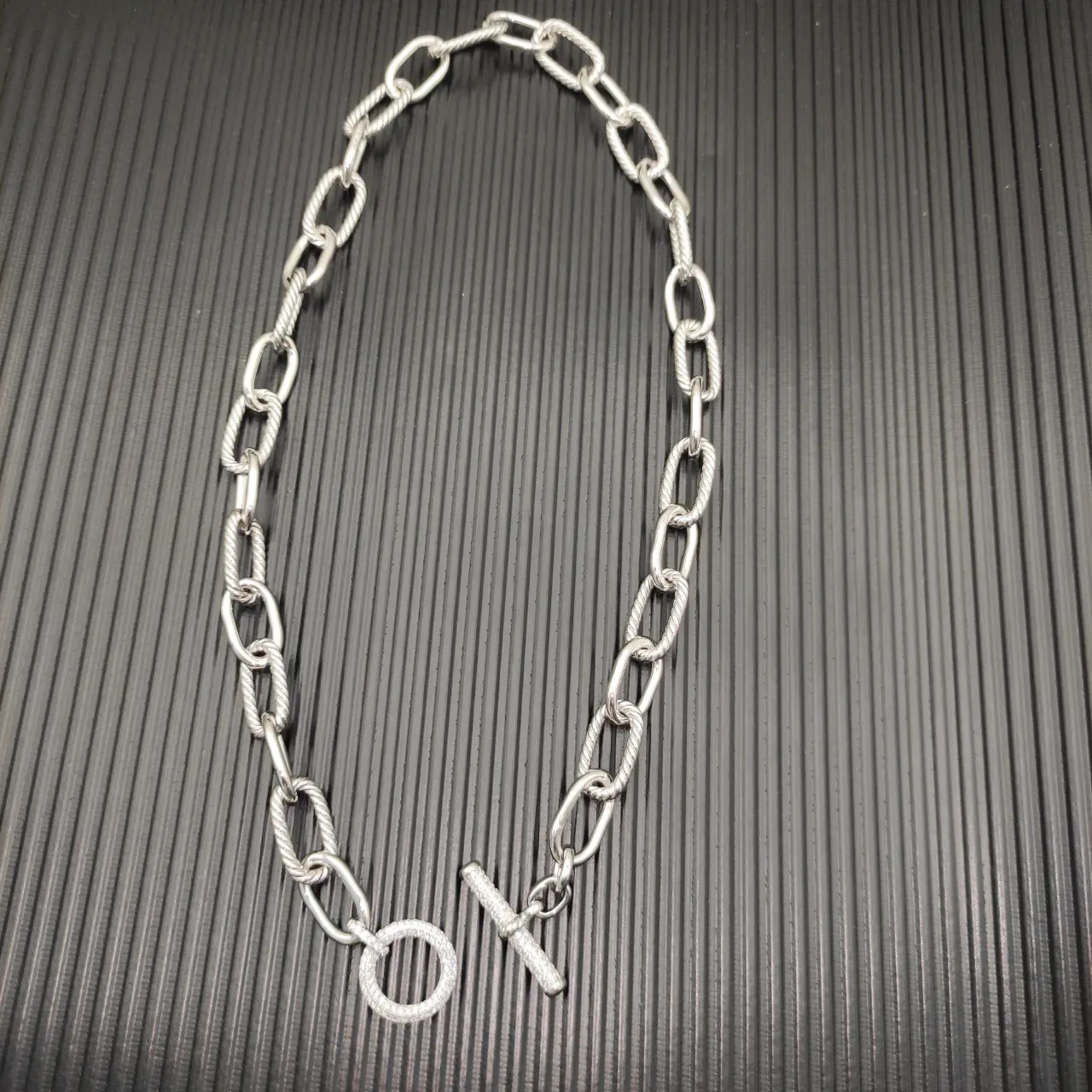 Silver Mixed-Link Chain Twisted Rope Detailing Necklace 9