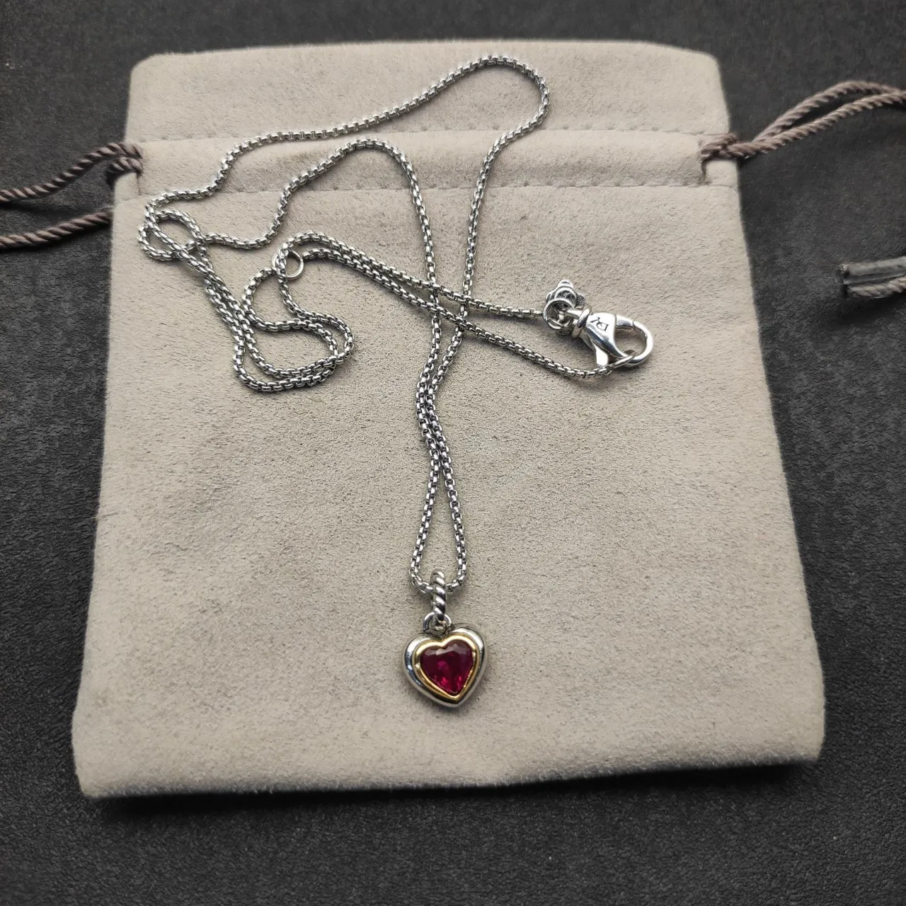 Silver Pink Heart-Shaped Pendants Faceted Gemstone Necklace 4