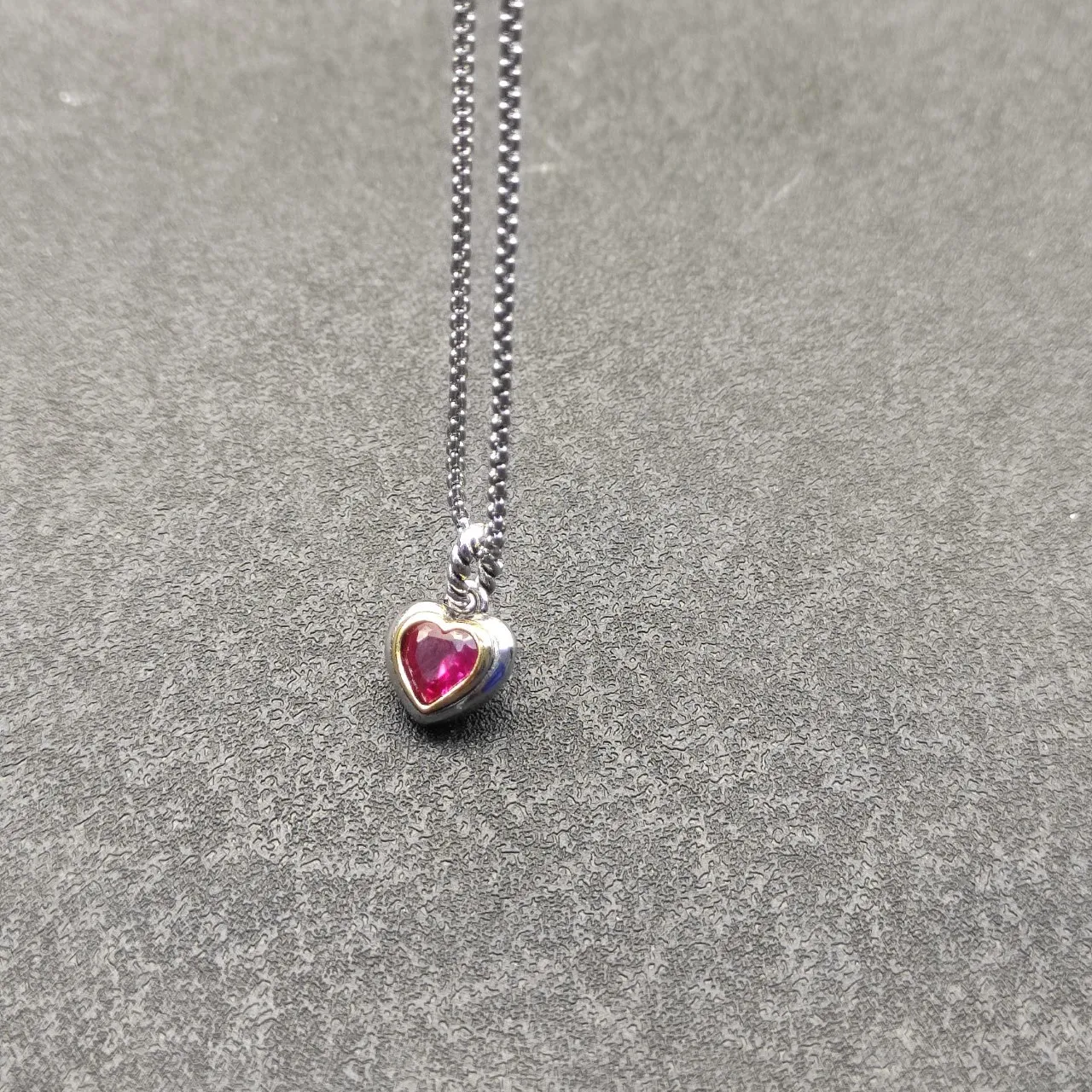 Silver Pink Heart-Shaped Pendants Faceted Gemstone Necklace 6
