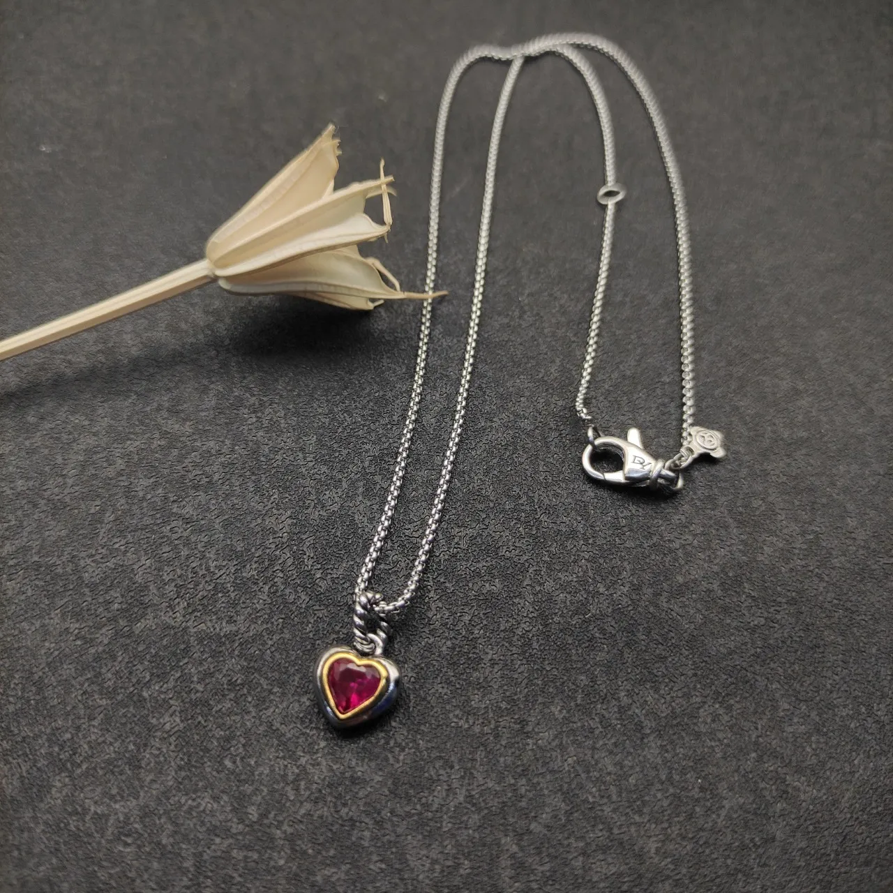 Silver Pink Heart-Shaped Pendants Faceted Gemstone Necklace 7