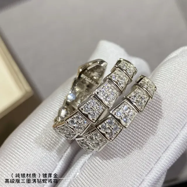 Silver-Tone Pavé Serpentine Multi-Band Ring 9