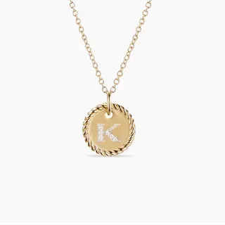 Silver-Tone Rope-Edge Initial K Pendant Necklace 8