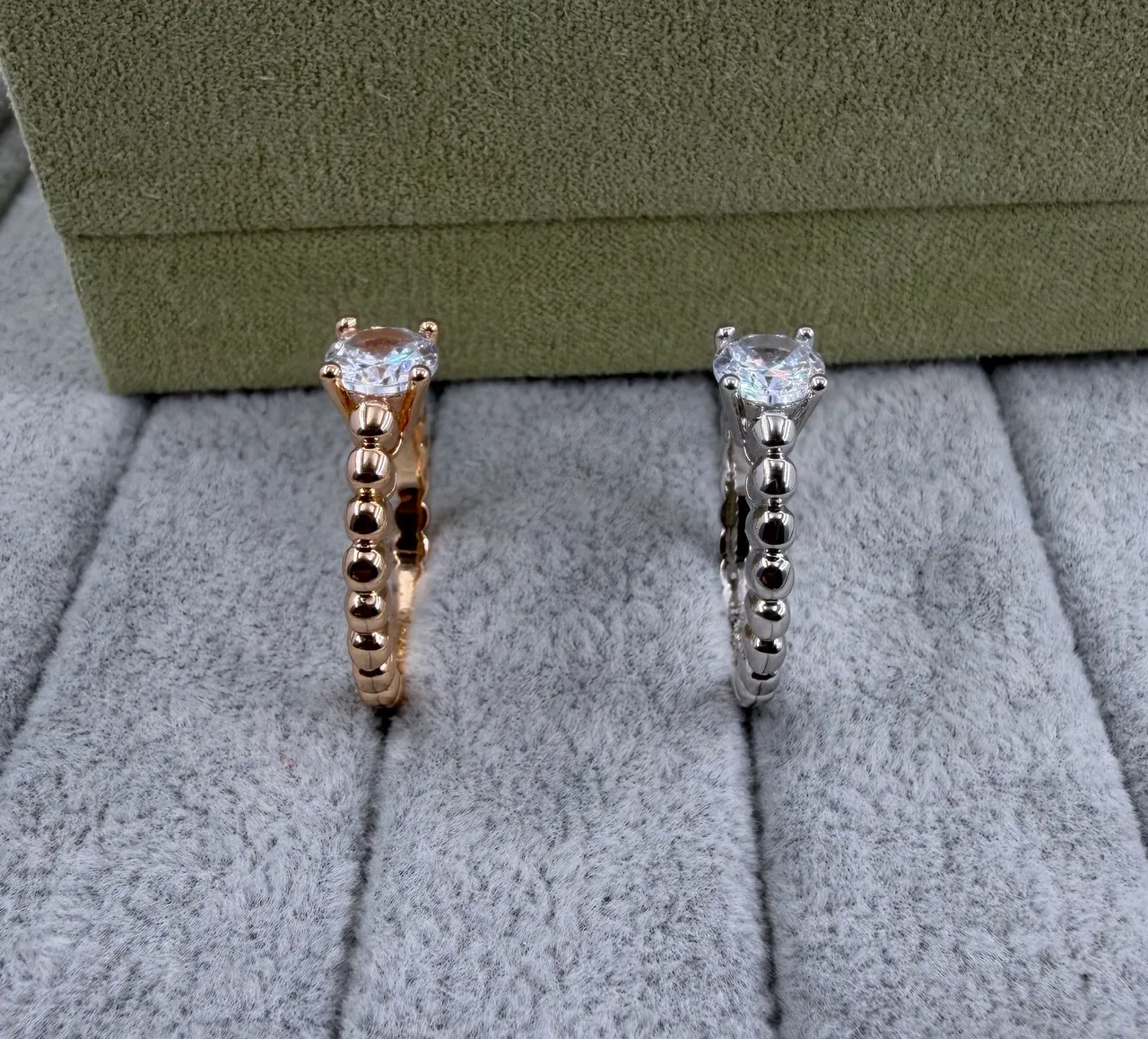Silver-Tone Twisted Rope Band Prong-Set Round Stone Ring 4