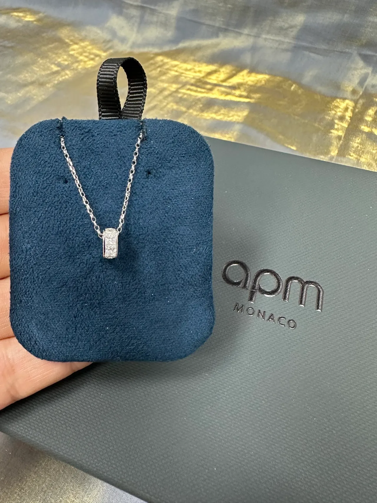 Silver-Toned Rectangular Bezel Pendant Necklace 4
