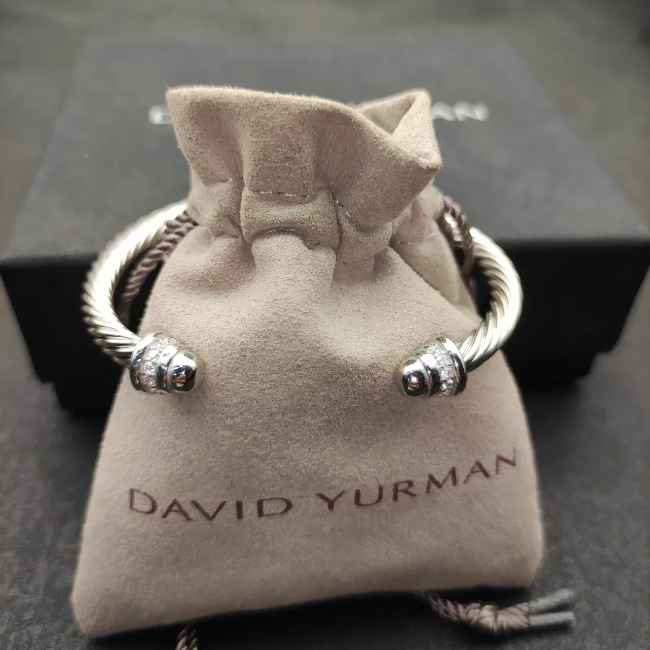 Silver Transparent Twisted Rope Cable Cuff-Style Bracelet 2