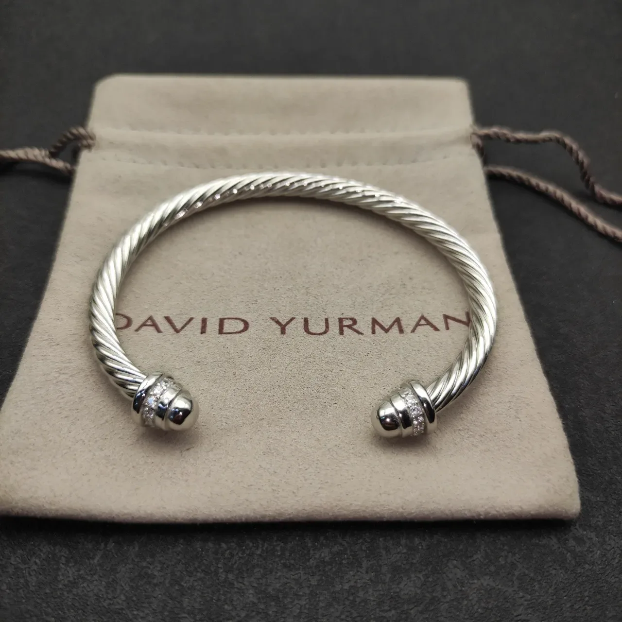 Silver Transparent Twisted Rope Cable Cuff-Style Bracelet 4