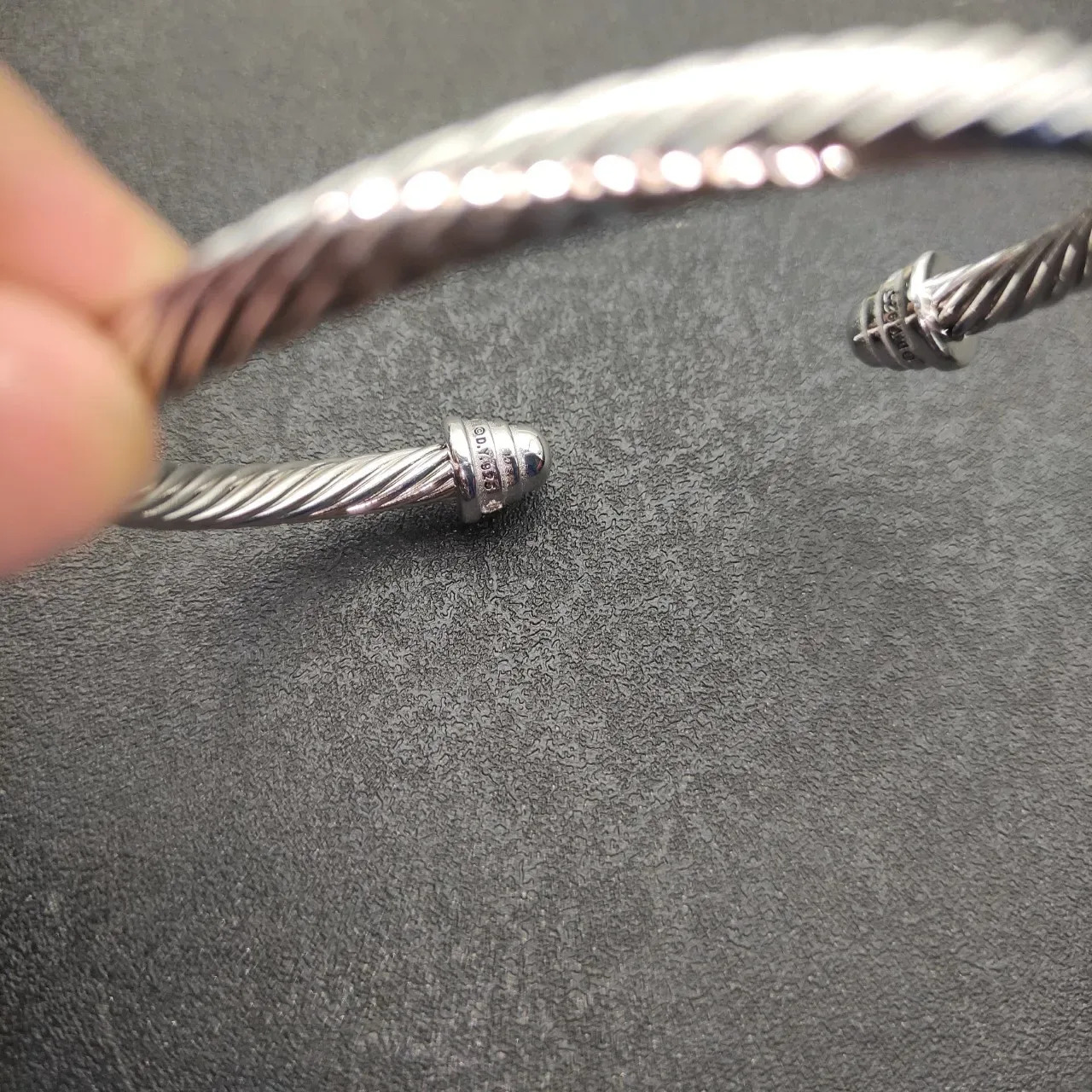 Silver Transparent Twisted Rope Cable Cuff-Style Bracelet 6
